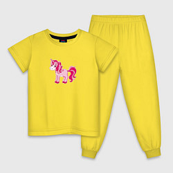Пижама хлопковая детская Розовый мультяшный единорог, цвет: желтый