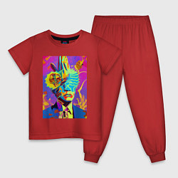 Пижама хлопковая детская Andy Warhol - neural network - pop art, цвет: красный
