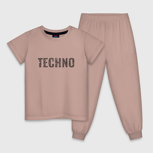 Детская пижама Techno надпись плиткой / Пыльно-розовый – фото 1