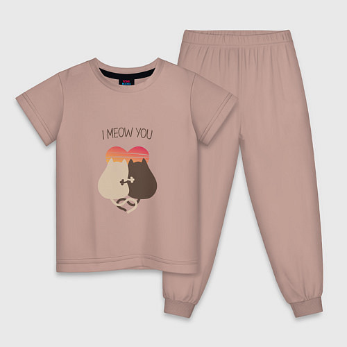 Детская пижама Коты на закате / Пыльно-розовый – фото 1