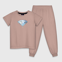 Пижама хлопковая детская Бриллиант Diamond, цвет: пыльно-розовый