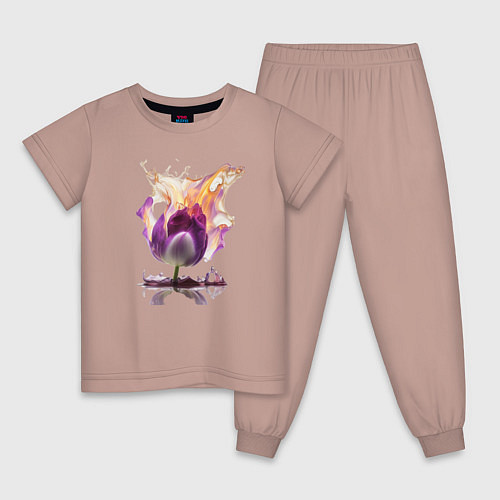 Детская пижама Брызги тюльпана / Пыльно-розовый – фото 1