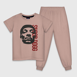 Пижама хлопковая детская Репер Snoop Dogg, цвет: пыльно-розовый