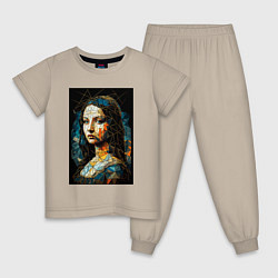 Пижама хлопковая детская Mona Lisa Low Poly, цвет: миндальный