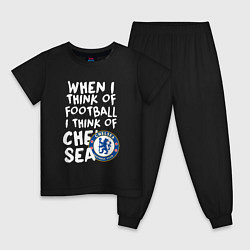 Пижама хлопковая детская Если я думаю о футболе, я думаю о Челси, цвет: черный