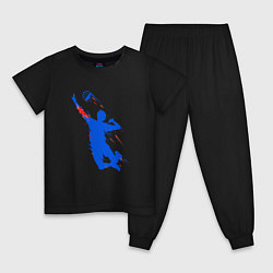 Пижама хлопковая детская Волейболист в прыжке, цвет: черный