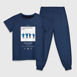 Пижама хлопковая детская The Beatles Yesterday плеер, цвет: тёмно-синий