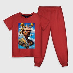 Пижама хлопковая детская Владимир Ленин - стимпанк - сюрреализм, цвет: красный