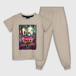 Пижама хлопковая детская Duft Punk get lucky, цвет: миндальный