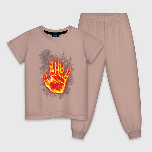 Детская пижама Ладонь в пламени / Пыльно-розовый – фото 1