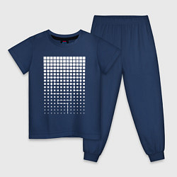 Пижама хлопковая детская Квадраты минимализм, цвет: тёмно-синий