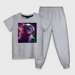 Пижама хлопковая детская Взгляд в космос, цвет: меланж