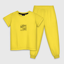 Пижама хлопковая детская Паттерн-змейка из кружочков чёрный, цвет: желтый