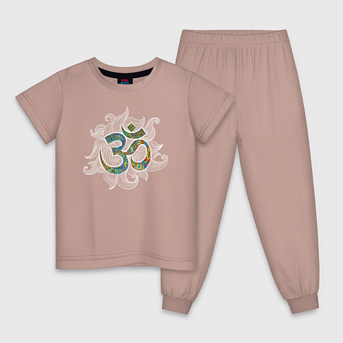 Детская пижама Ом в белом огне / Пыльно-розовый – фото 1