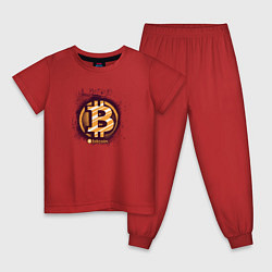 Пижама хлопковая детская Биткоин монетка, цвет: красный