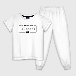 Пижама хлопковая детская Lineage 2 gaming champion: рамка с лого и джойстик, цвет: белый