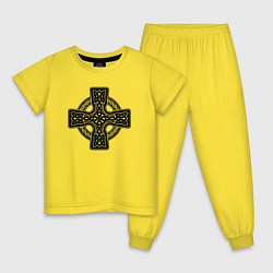 Пижама хлопковая детская Кельтский крест, цвет: желтый