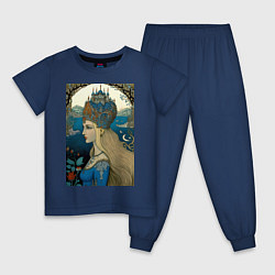 Пижама хлопковая детская Царевна-Лебедь - нейросеть, цвет: тёмно-синий