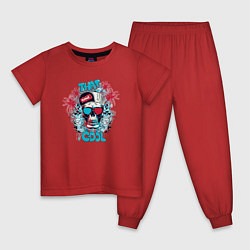 Пижама хлопковая детская Skull in colors, цвет: красный