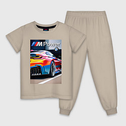 Пижама хлопковая детская BMW M Power - motorsport, цвет: миндальный