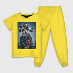 Пижама хлопковая детская Байк, цвет: желтый