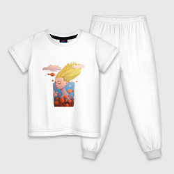 Пижама хлопковая детская Русалка в стакане воды, цвет: белый