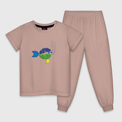 Пижама хлопковая детская Мы не рыбы, цвет: пыльно-розовый