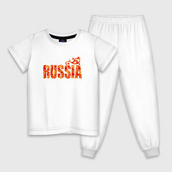 Пижама хлопковая детская Russia: в стиле хохлома, цвет: белый