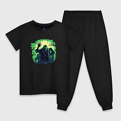 Пижама хлопковая детская Старый дом и проклятый дед зомби, цвет: черный