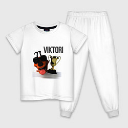 Пижама хлопковая детская Victory, цвет: белый