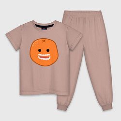Пижама хлопковая детская Весёлый апельсин, цвет: пыльно-розовый
