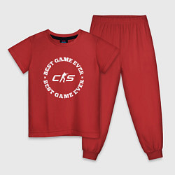 Пижама хлопковая детская Символ Counter-Strike 2 и круглая надпись best gam, цвет: красный