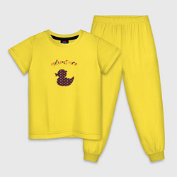 Пижама хлопковая детская Уточка: время приключений, цвет: желтый