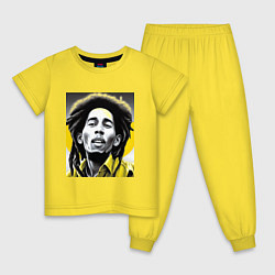Пижама хлопковая детская Bob Marley Digital Art, цвет: желтый
