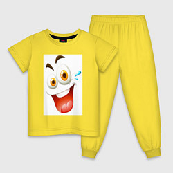 Пижама хлопковая детская Счастливое выражение лица, цвет: желтый