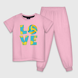 Пижама хлопковая детская Volleyball love, цвет: светло-розовый