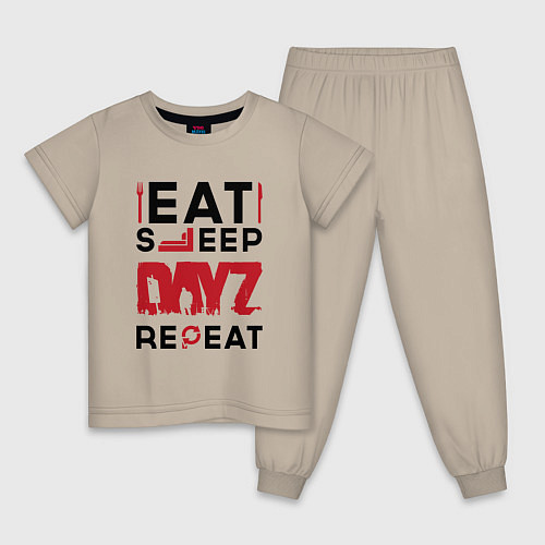 Детская пижама Надпись: eat sleep DayZ repeat / Миндальный – фото 1