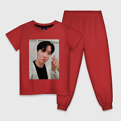 Пижама хлопковая детская BTS -J-hope-, цвет: красный