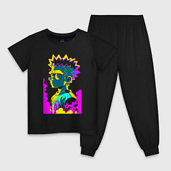 Пижама хлопковая детская Bart Simpson - pop art, цвет: черный