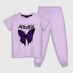 Пижама хлопковая детская Gothic black butterfly, цвет: лаванда