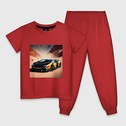 Пижама хлопковая детская Lamborghini Aventador, цвет: красный