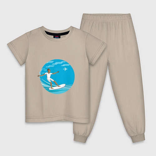 Детская пижама Серфинг на море / Миндальный – фото 1