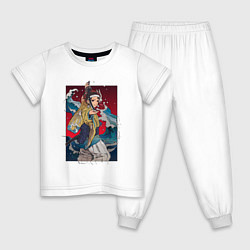 Пижама хлопковая детская Танжиро Камадо - Клинок рассекающий демонов, цвет: белый