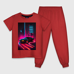 Пижама хлопковая детская KITT auto - неон, цвет: красный