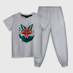 Пижама хлопковая детская Огненная лисица, цвет: меланж