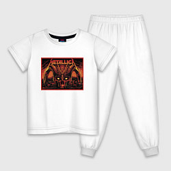 Пижама хлопковая детская Metallica - thrash metal - skull, цвет: белый