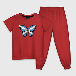 Пижама хлопковая детская Шотландия бабочка, цвет: красный
