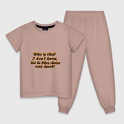 Пижама хлопковая детская Английский анекдот, цвет: пыльно-розовый