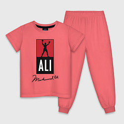 Пижама хлопковая детская Muhammad Ali boxer, цвет: коралловый