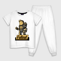 Пижама хлопковая детская Vault boy in armor, цвет: белый